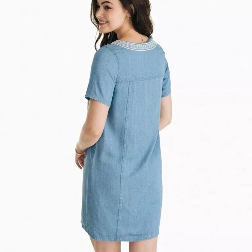 Southern Tide 100% Tencel Holly Embroidered Chambray Light Indigo Dress Size XS - Picture 3 of 16
